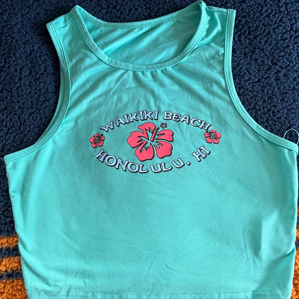 Waikiki Beach tank cropped top